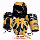 Boxing Kit Set Gloves Headgear Groin Guard Training Mma Sparring Gear Black Gold