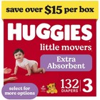 Huggies Little Movers  Size 3  16-28 Lbs  Baby Diapers  132 Ct  Fast Absorption