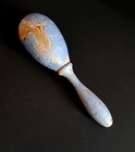 Antique Solid Wood Blue Chippy Paint Darning Egg