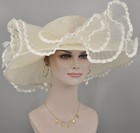 Ivory Kentucky Derby Church Wedding Easter Tea Party Wide Brim Sinamay Hat