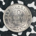 1941-c Newfoundland 10 Cents Lot f7449 Silver  High Grade  Beautiful 