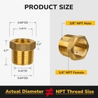 Brass Reducer 3 8  Npt Male To 1 4  Npt Female Pipe Fitting Adapter 4-pack