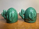 Vintage Arizona Green Ceramic Cactus Salt   Pepper Shakers Southwest Pottery