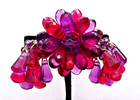 Vtg Western Germany Lucite 3d Pink red Purple Bead Flower Brooch   Earring Set