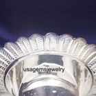 Silver Decorative Bowl 12cm Leaf Design Ornate Footed Dish Vintage Style