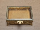 Vintage Regency Ormolu Gold Filigree Beveled Glass Jewelry Casket Trinket Box 