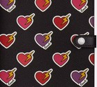 New Coach Notebook Hearts Bolt Print Black Leather Purple Pink Red Multi Cw543
