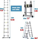 A-frame 12 5ft Telescopingladder 6 6 Steps Adjustable330lb Anti-slip For Rv home