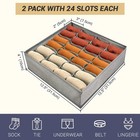 2 Pack 48-cell Fabric Sock Organizer And Tie Organizer For Men - Fabric Folda   