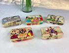 Vintage Asian Print Lipstick Case Holder With Mirror Lot Of 5