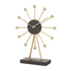 12  Gold Metal Sunburst Clock With Black Base And Clockface