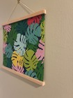 Completed Diamond Painting Of Monstera Leaves In A Light Wood Magnetic Frame 