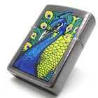 Barrett Smythe Peacock Zippo Oil Lighter 1995 Fired Rare