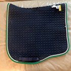 Mattes Quilted Eurofit Dressage Saddle Pad Sz L Navy Blue   Green   White Piping