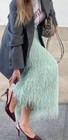 Zara New High-waist Midi Skirt With Fringe Sea Green S m l 3920 073 Nwt