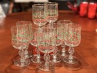 1980s Vtg Libbey Arbys Christmas Holly Berry Gold Rim Glasses Bow Stem 9 Pc 6 5 