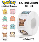 Pokemon Sticker Roll  500pcs  Big Face Easy-peel Cute Kawaii Five-hundred Decals