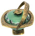 Vintage Judaica Heavy Brass Hebrew Israel Serving Bowl   Lid Judaism Jewish