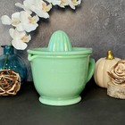 Green Jadeite Glass Depression Style Measuring Cup   Reamer  Vintage Style