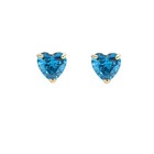Blue Heart Baby Earrings Solid 14k Gold Screw Protective Backs  4mm 