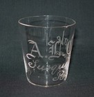 Old Antique Vtg Ca 1900s Pre Pro Etched Shot Glass A  D  Copple Susquehanna Rye