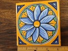 35 Pc Vintage Mexican Ceramic Wall Tile Glazed Flower Design Mexico  4  X 4   