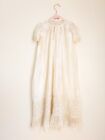 Antique Infant Christening Baby Gown Baptism Crochet Lace Cream Vintage