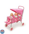 Badger Basket Triple Doll Stroller For Dolls - Lightweight And Foldable Toy P