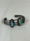 Old Pawn Handmade Southwestern Navajo Sterling Silver   Turquoise Cuff Bracelet