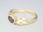 Pretty Antique Victorian Solid 9k Gold Garnet Floral Scroll Band Ring Size 5 25