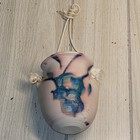 Vtg Handcrafted Pottery Wall Pocket Ceramic Vase Blue   White Artist Sighned