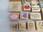 Wooden Rubber Stamps Used Mixed Lot Of 40 G