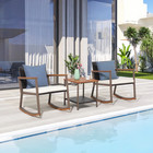 3 Piece Patio Set  Outdoor Furniture Wicker Bistro Set Rattan Chair Conversation