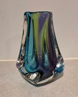 Stunning Signed Paul Harrie 6 75  Free Form Multi Colors Art Glass Vase
