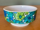 Vintage Mcm Holt Howard Mod Blue Green Floral Footed Pedestal Bowl  7130  1968 