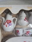 Vintage 8 Piece Porcelain Tea Set Miniature Toy Set Hearts