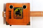 Cigar Box Guitar  3 String  Metal Frets  Piezo Sound Pu Installed  see Desc 