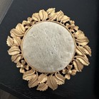 Antique Velvet Pin Cushion With Brass Floral Trim