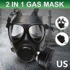 Chemical Full Face Gas Mask Soviet Military Army Respirator   40mm Filter Box