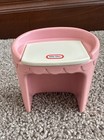 Little Tikes Dollhouse Pink Vanity With Flip Up Mirror   Chair Toy Accessories
