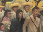 Mexican Folk Art Oil Painting  Indigenous People And Rural Village Scene  Signed