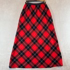 Century Boston Womens Maxi Skirt 12 Red Black Plaid Wool Blend Vintage Usa