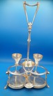 Meriden Silver Plate Decanter Set 3 Matching Bottles Stand