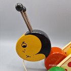 Vintage Collectible Kouvalias Greece Wooden Pull Toy With Spring Antennas Bug