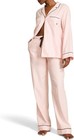 Victoria   s Secret Baby Pink Striped Flannel Pajama Set S Button Pockets