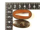 Antique Japanese Shakudo Fuchi Kashira Meiji Period Zogan Inlay Sword Fittings