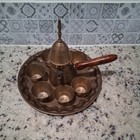 Antique Brass Iskandar Matar Turkish Coffee Set     Handcrafted Ottoman-style