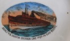 Early 20th Century Souvenir Ribbon Dish Ashley   Dustin Steamer Put In Bay Route