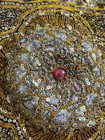 Vintage Handmade Beaded Zardozi Cushion Cover Ornate Sequined Pillow Case 16x16 