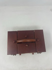 Vintage Wooden Fold Out Singer Sewing Box With Thread   Notions